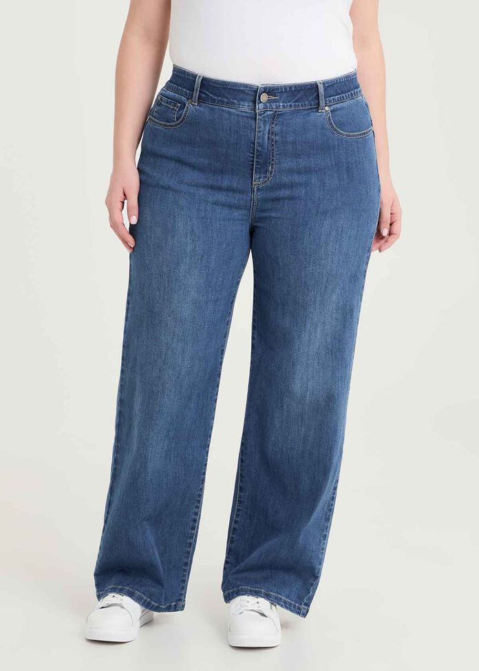Cotton Sculpting Wide Leg Jean, , hi-res