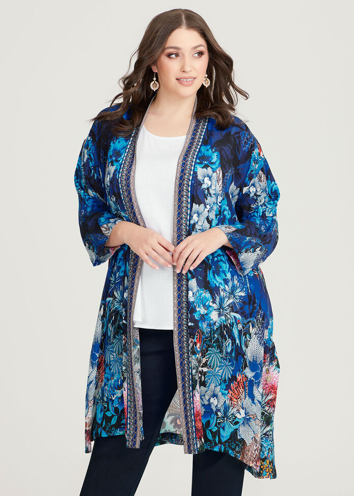 Shop Plus Size Natural Blue Jewels Kimono in Multi | Taking Shape AU