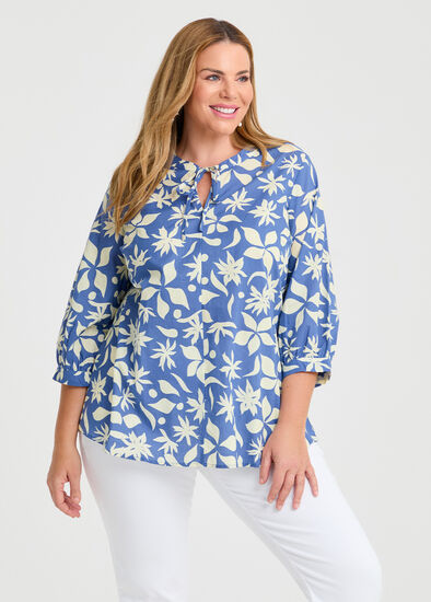 Plus Size Cotton Print Top