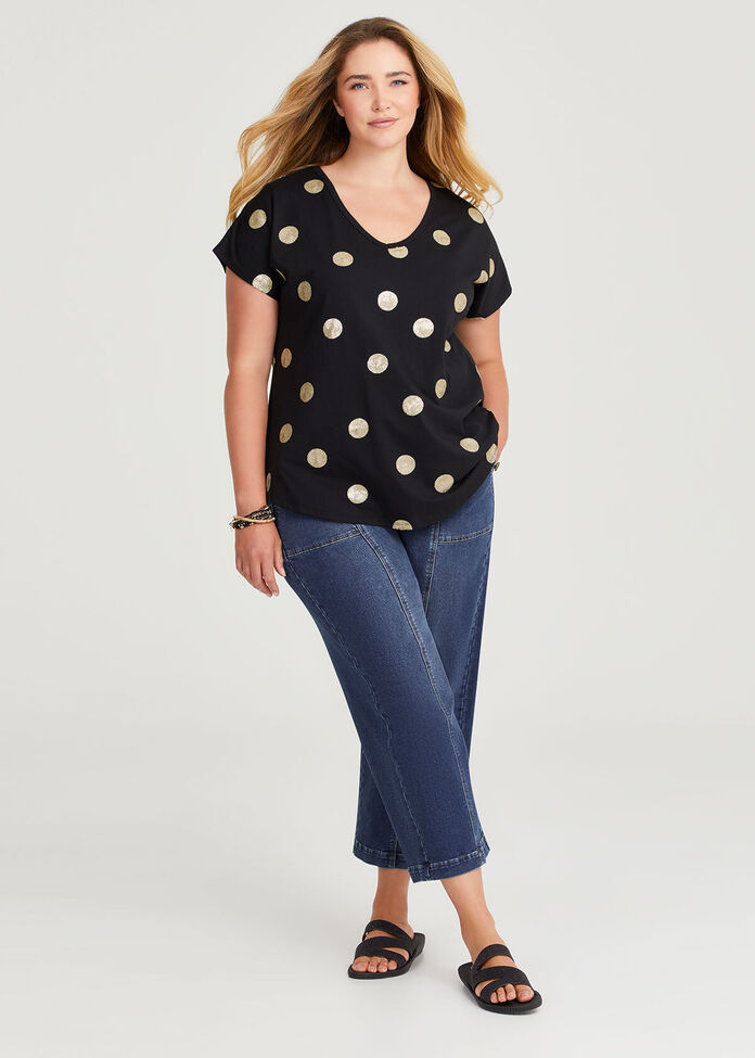 Cotton Sequin Spot T-shirt, , hi-res