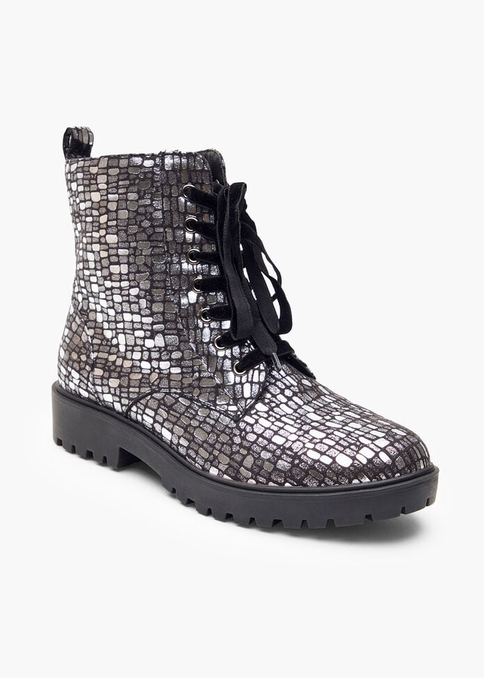 Shop Black Metallic Lace Up Boot Comfortable Shoes Taking Shape AU