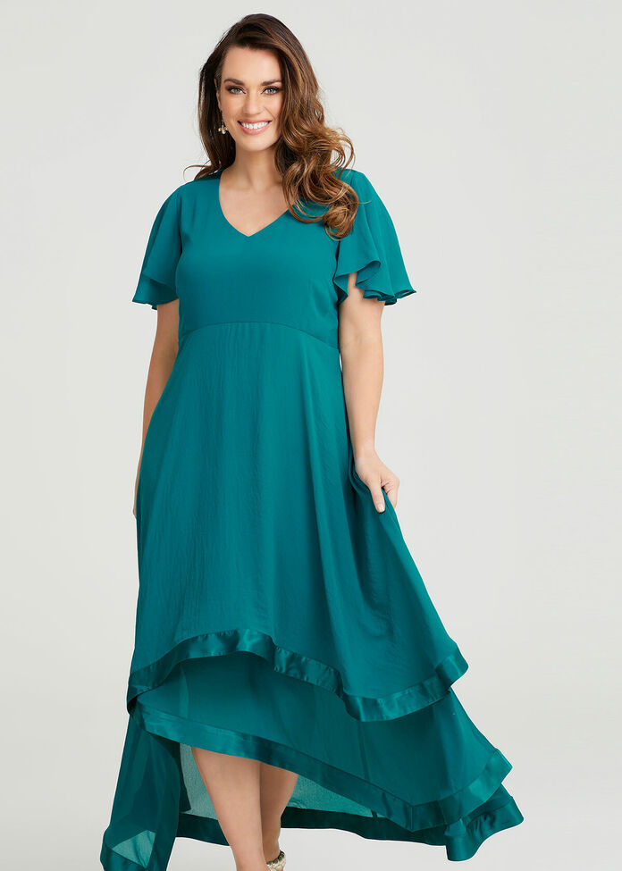 LOOK 694 PLEATED HI LO MAXI DRESS main image 1