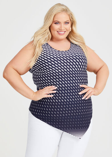 Plus Size Printed Mix Media Tank