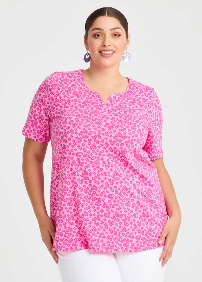 Cotton Notch Neck Top, , hi-res