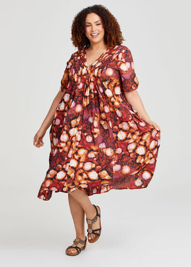 Plus Size Fiesta Short Sleeve Midi Dress