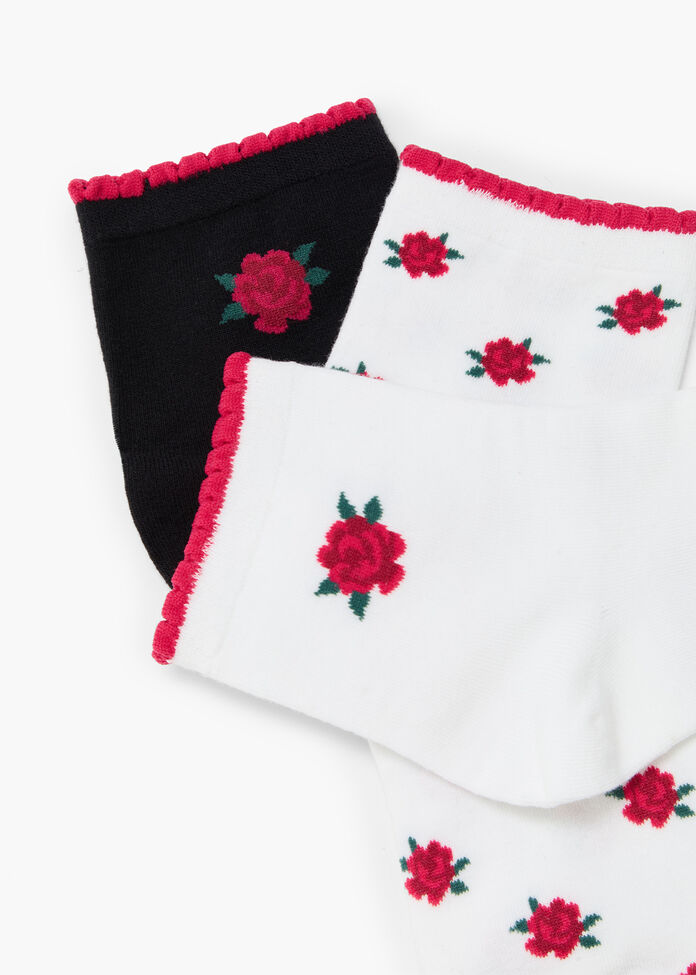 3 Pack Cotton Rose Socks, , hi-res