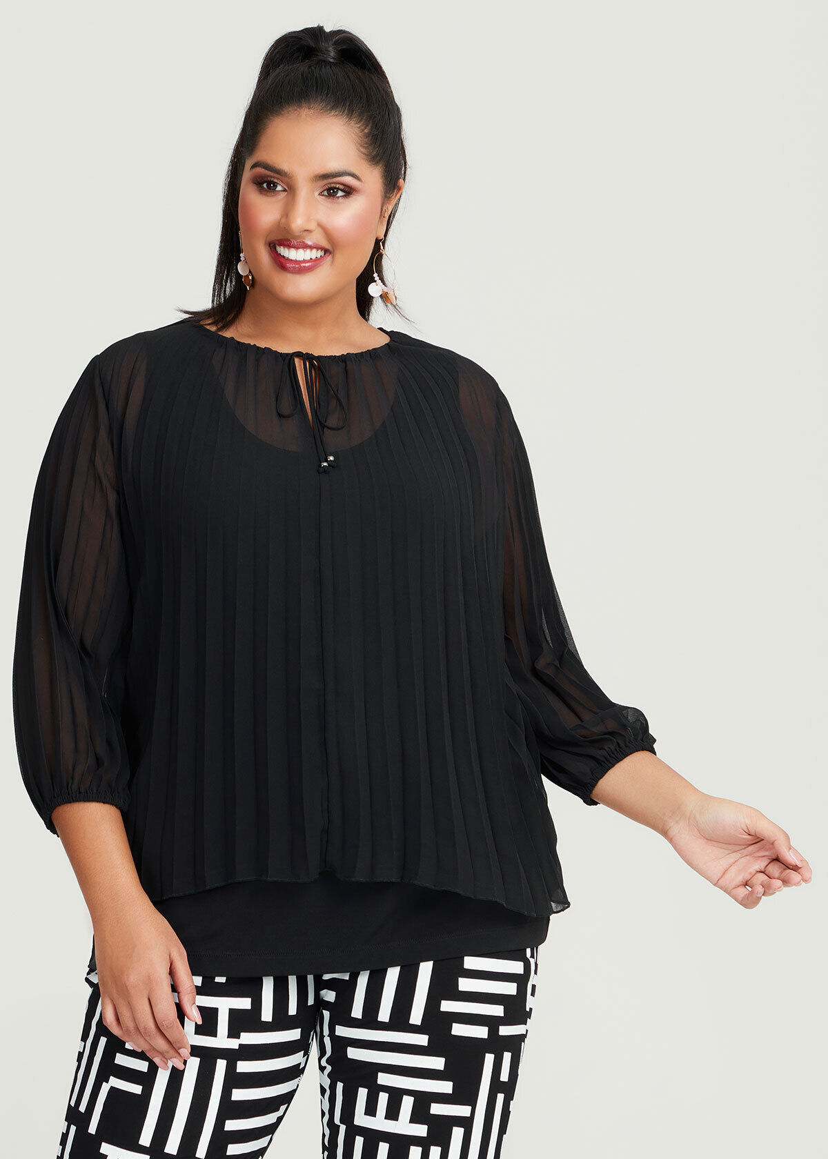 Black chiffon shirt plus size online