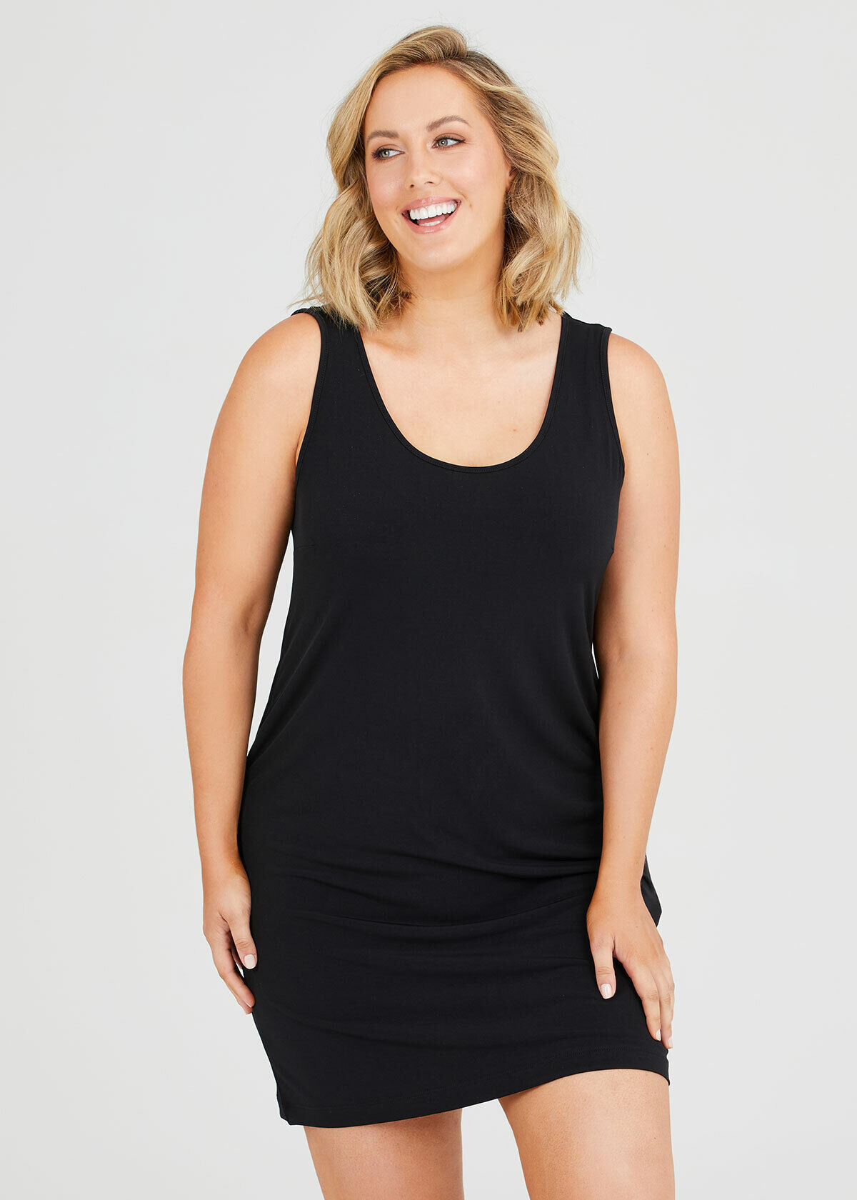 Shop Plus Size Luna Base Slip Body Dress in Black Taking Shape AU