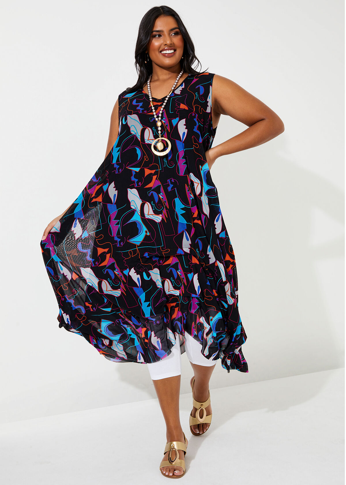 Plus size handkerchief top hem dress