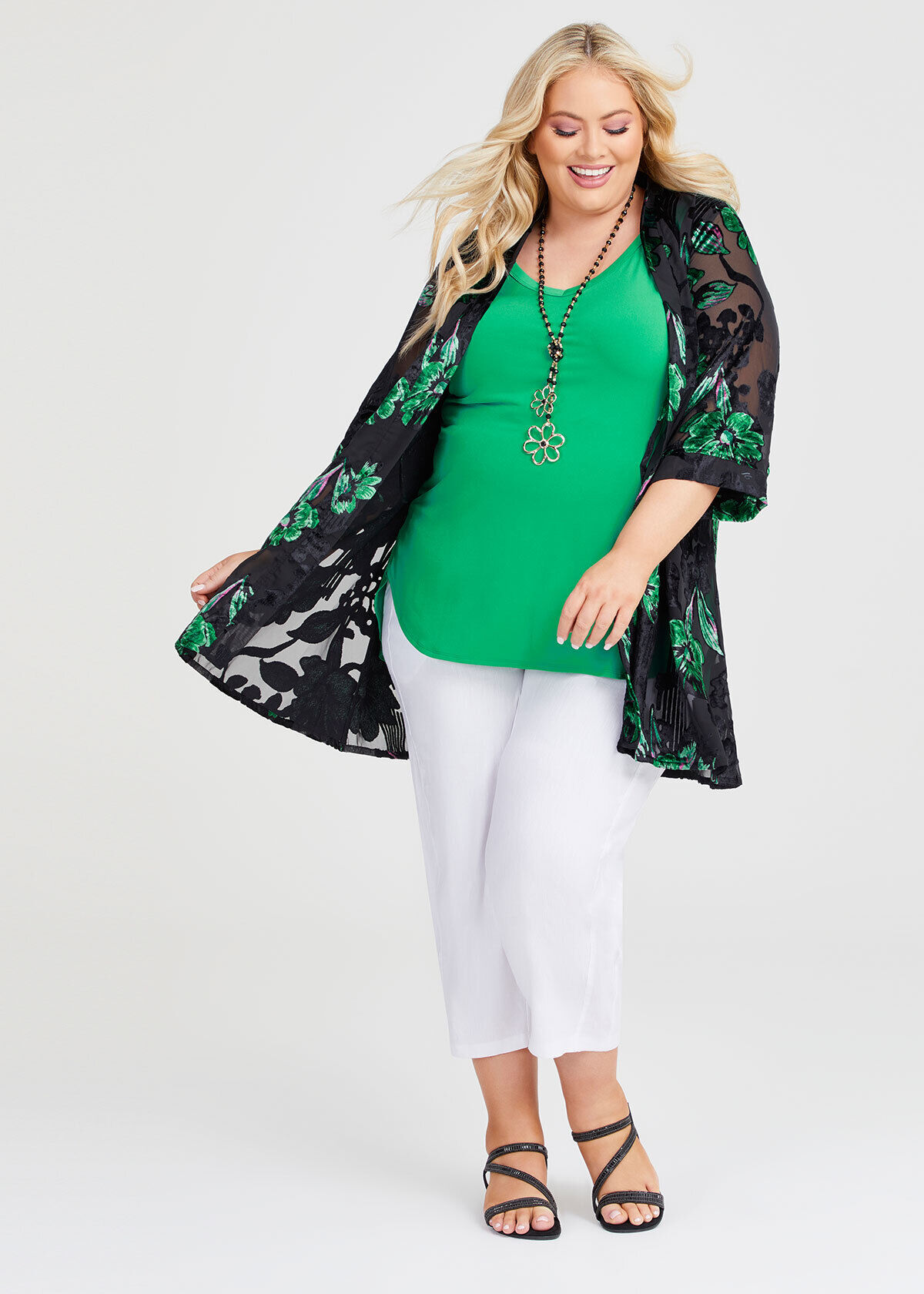 Shop Plus Size Floral Devore Cardigan in Multi Taking Shape AU