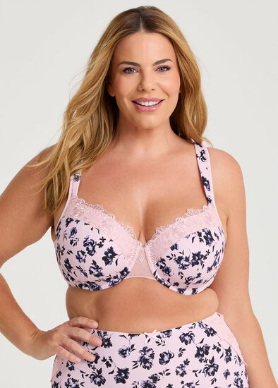 Plus Size Lace Trim Underwire Bra