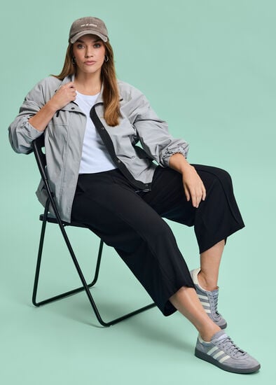 Plus Size Funnel Neck Windbreaker Jacket