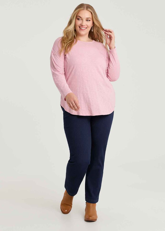 Cotton Hi-lo Seam Detail Top, , hi-res