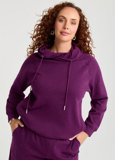 Plus Size Drawstring Collar Sweat