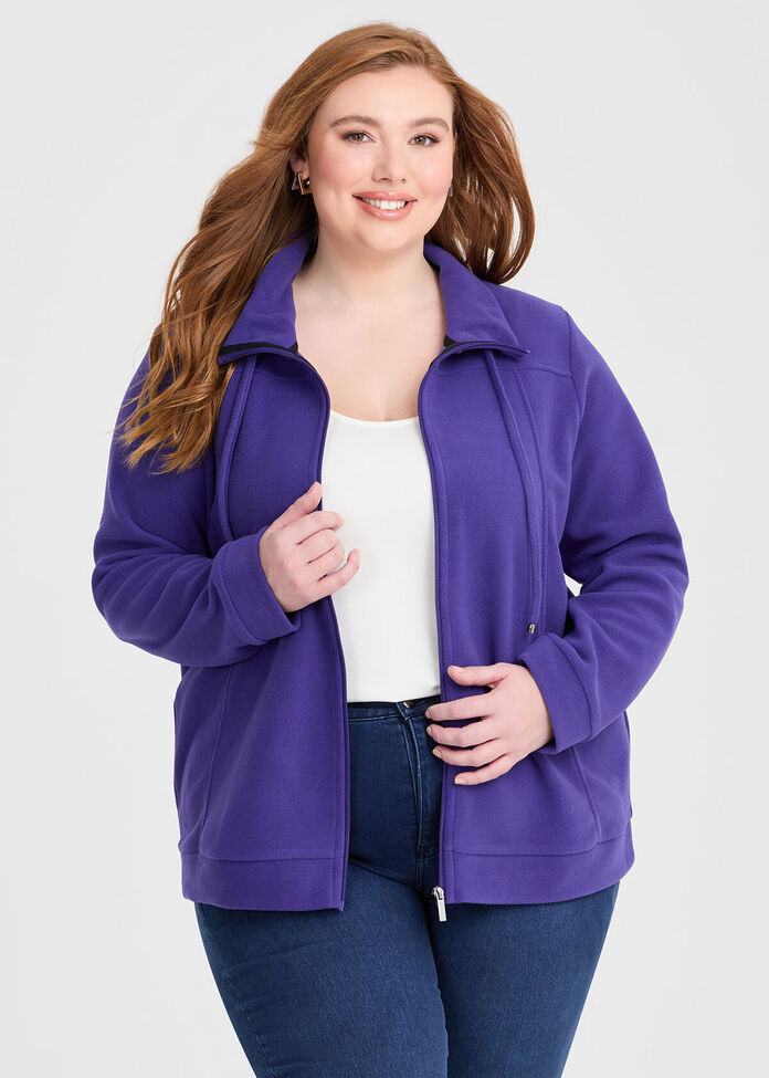 Shop Plus Size Polar Fleece Zip Front Jacket, Purple Taking Shape AU