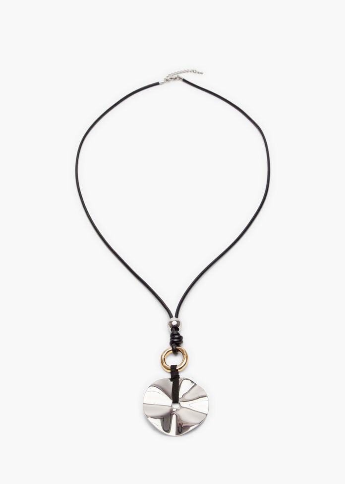Clean Metal Disc Necklace, , hi-res