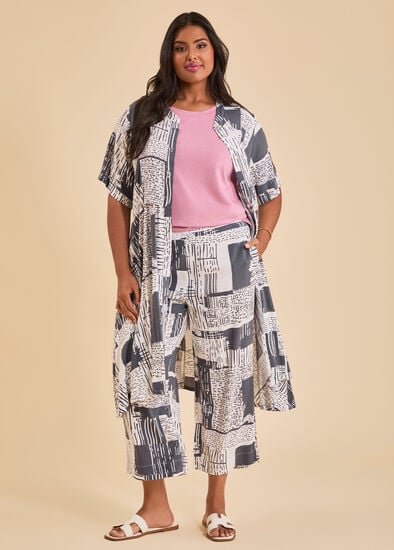 Plus Size Natural Ella Abstract Crop Pant