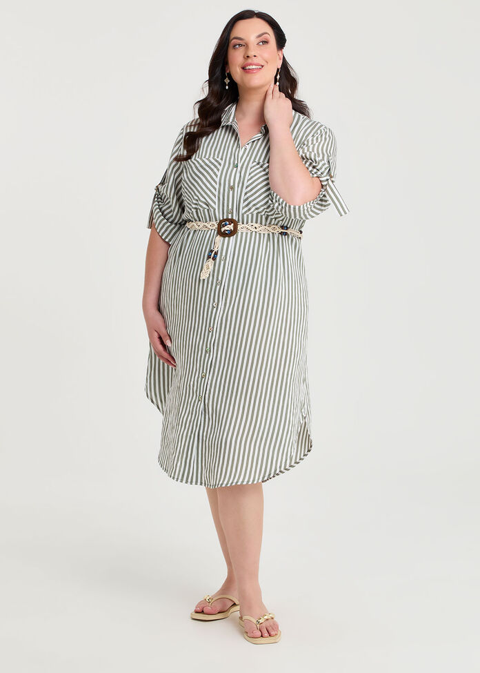 Casual Chic Stripe Shirt Dress, , hi-res