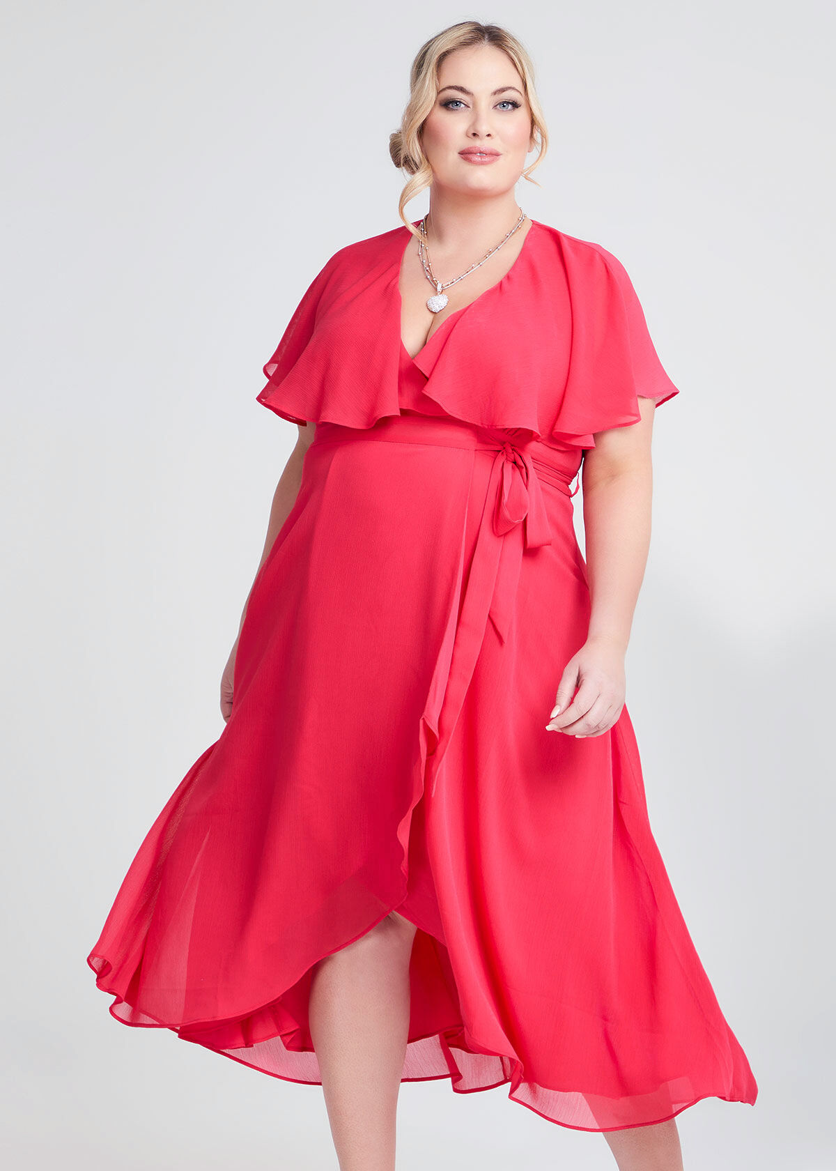 Plus size chiffon wrap dress new arrivals