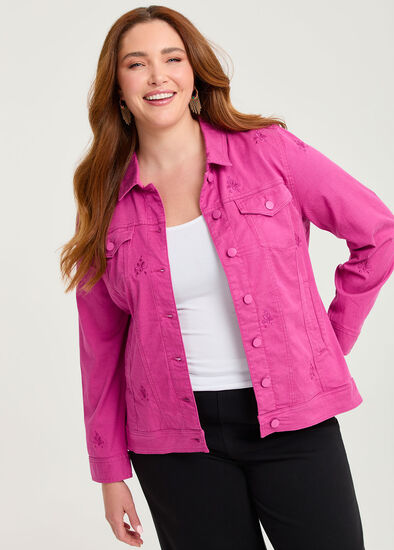 Plus Size Lyocell Stretch Embroidery Jacket