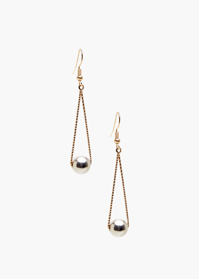 Simple Ball Metal Earrings, , hi-res
