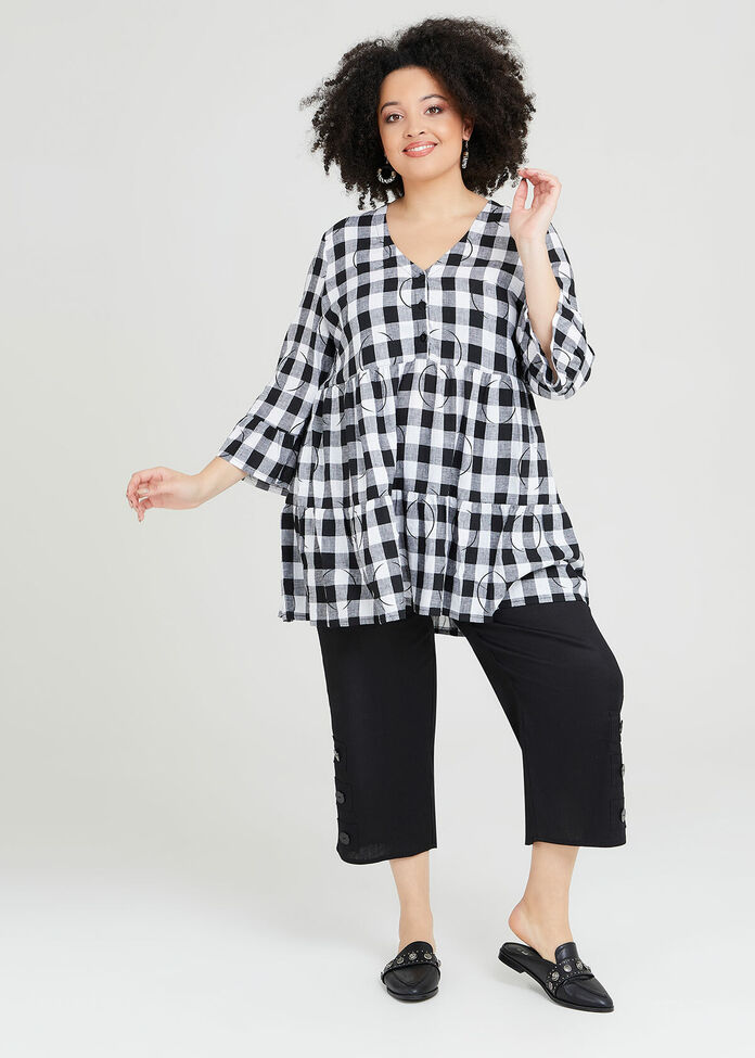 Natural Gingham Spot Tier Tunic, , hi-res