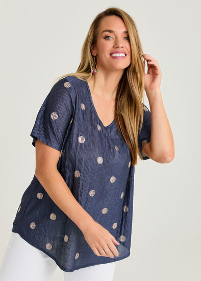 Plus Size Shimmer Foil Spot Top
