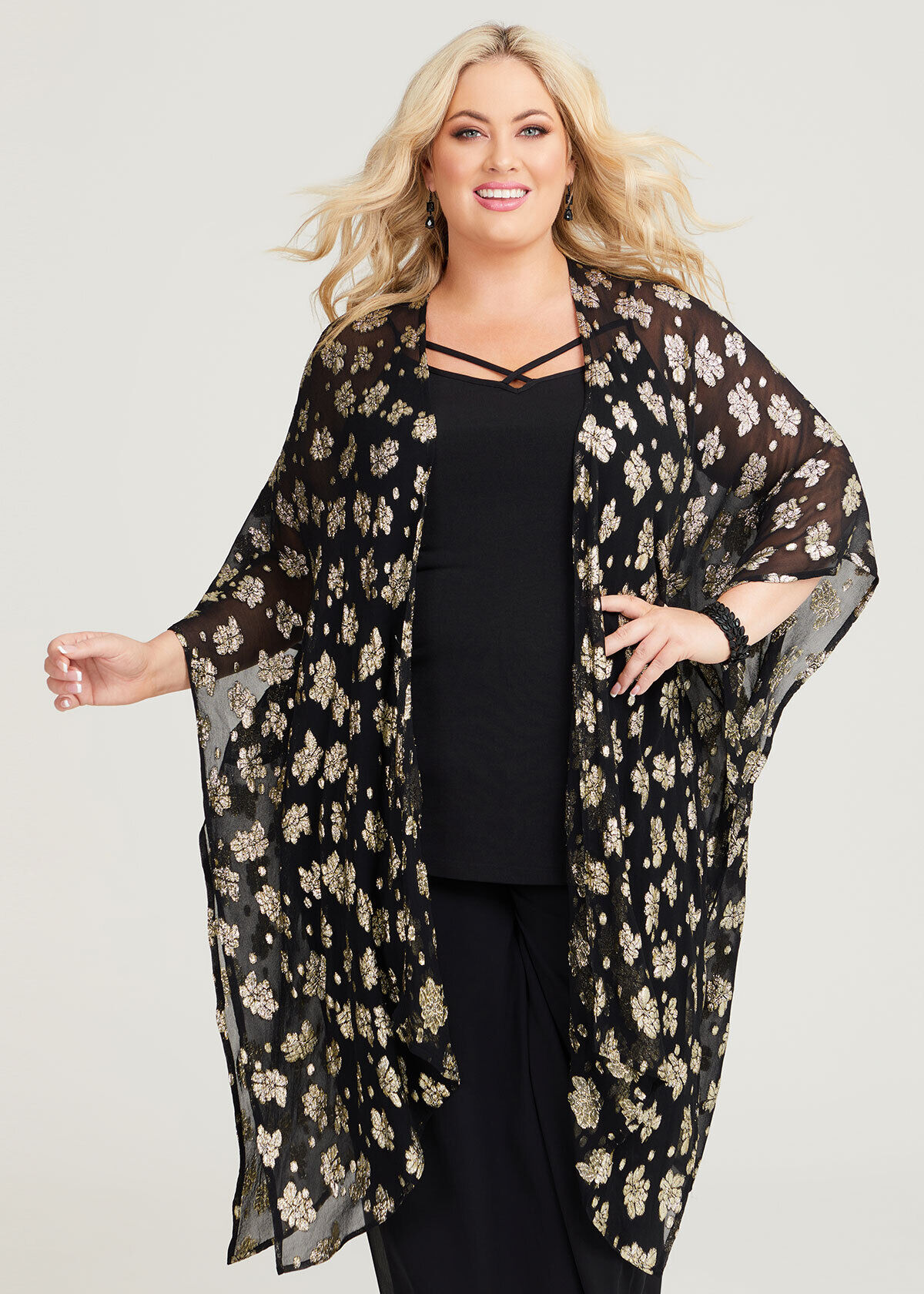 Plus size top evening kimono