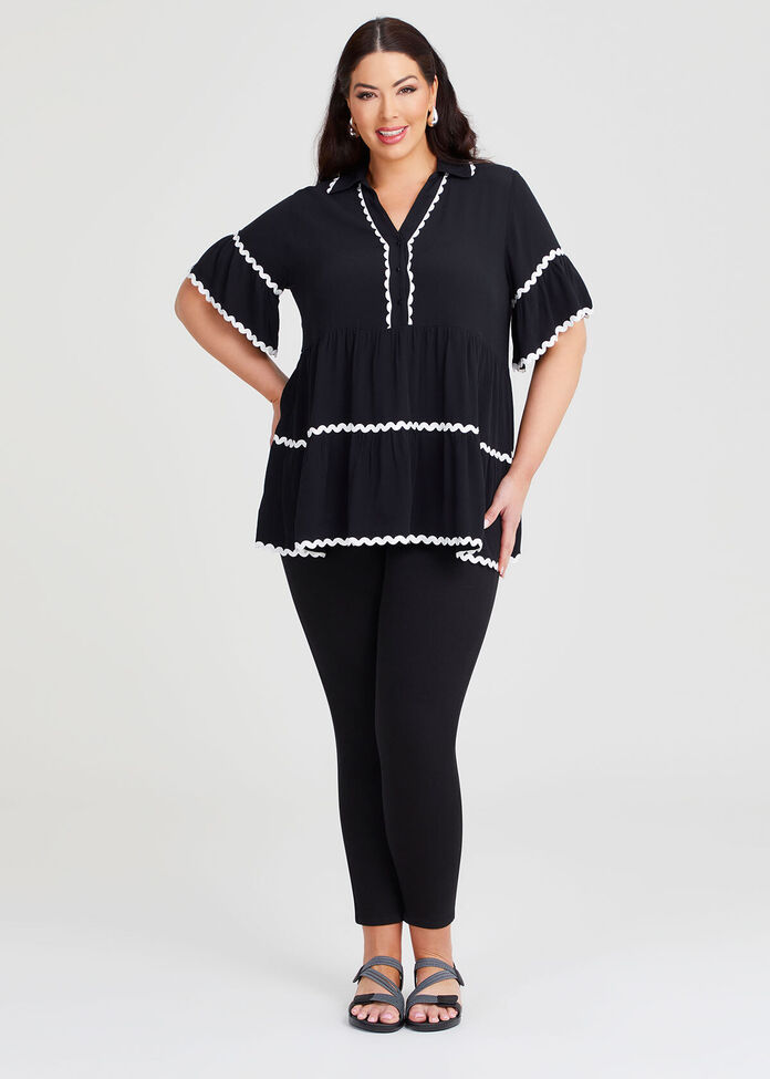 Natural Ric Rac Trim Top, , hi-res