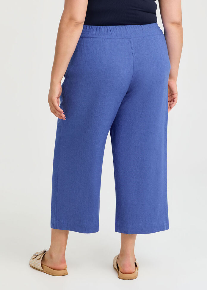 Stretch Linen Ayanna Crop Pant, , hi-res