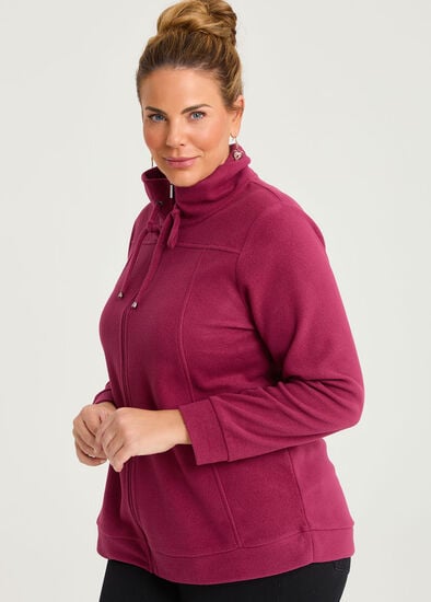 Plus Size Polar Fleece Zip Front Jacket