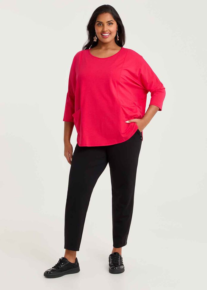 Pima Cotton Traveller 3/4 Slv Top, , hi-res