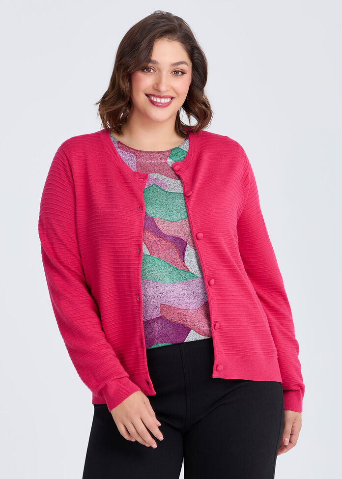Button Rib Jacket Shop Plus Size Textured Rib Button Cardigan, Pink | Taking Shape AU