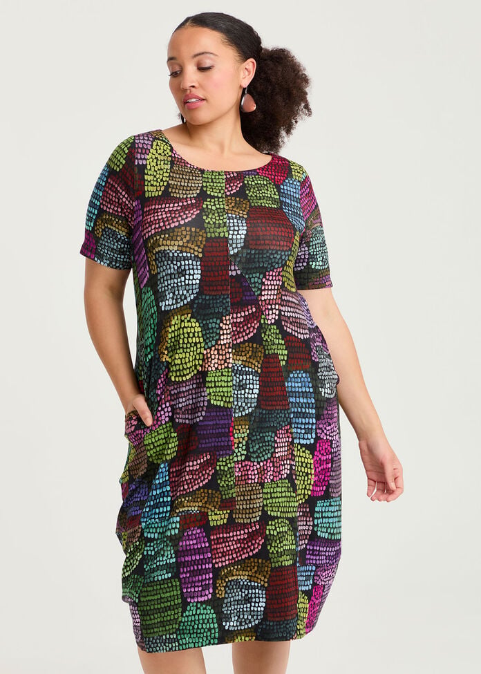 Natural Solana Abstract Dress, , hi-res