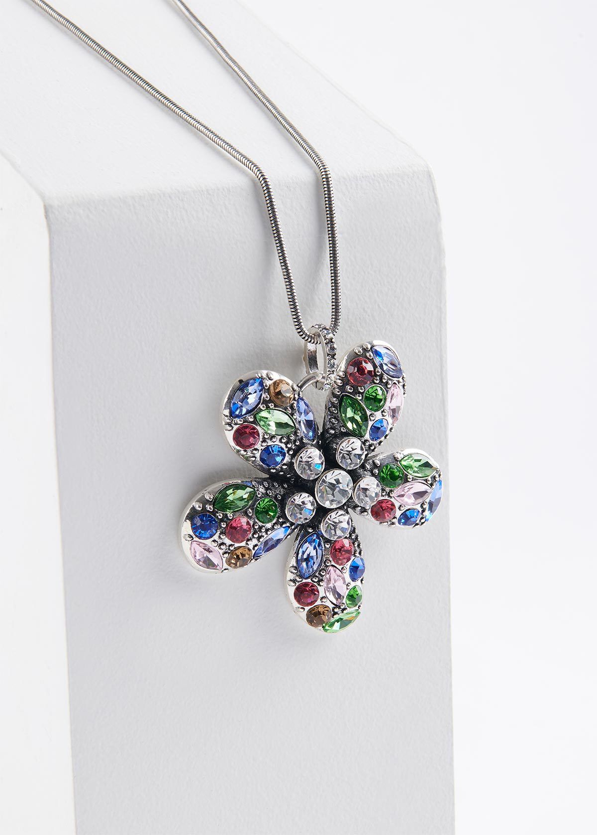 Crystal flower necklace hotsell