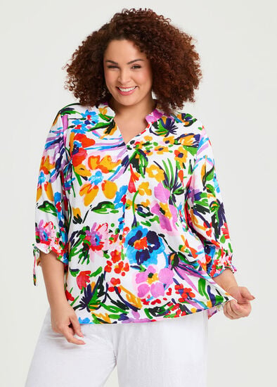 Plus Size Natural Summer Abstract Top