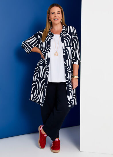 Plus Size Belt Detail Long Natural Shirt