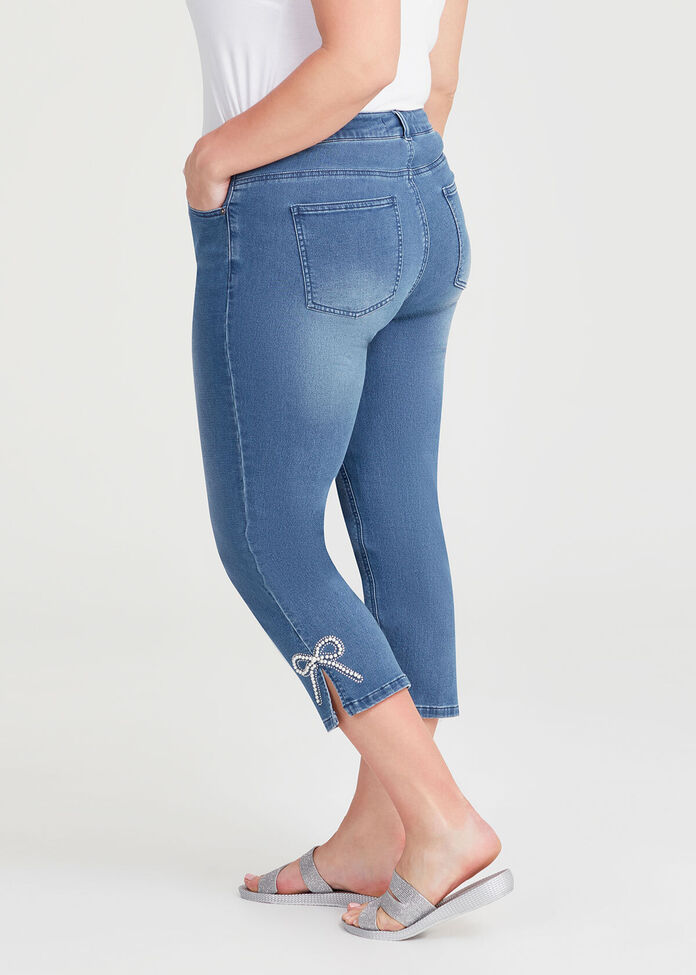 Bow Detail Crop Denim Jean, , hi-res