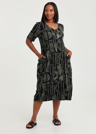 Plus Size Natural Laura Abstract Dress