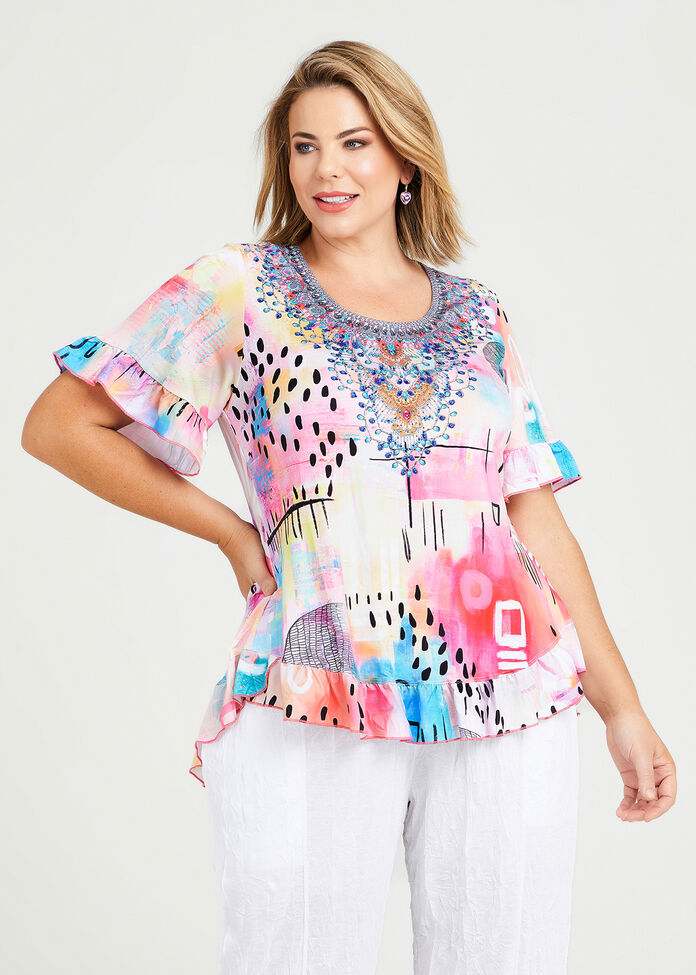 Shop Plus Size Sparkle Ruffle Top in Multi Taking Shape AU