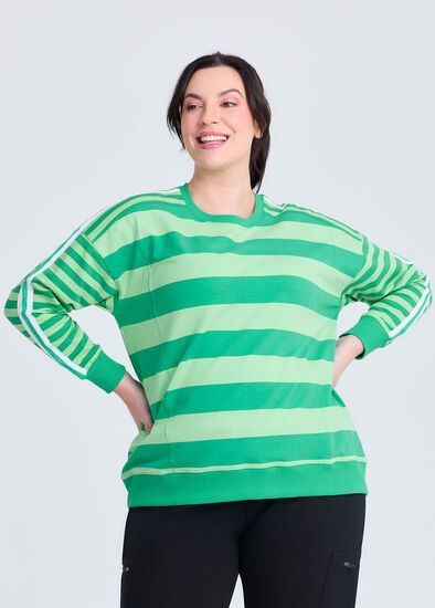 Plus Size Cotton Stripe Mix Sweatshirt