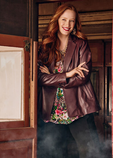 Plus Size Leather Elsie Blazer