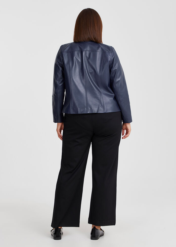 Plus Size Leather Lottie Panel Jacket in Blue | Taking Shape AU