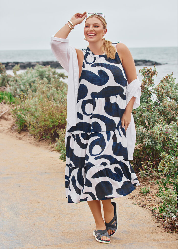 Natural Indigo Print Dress, , hi-res