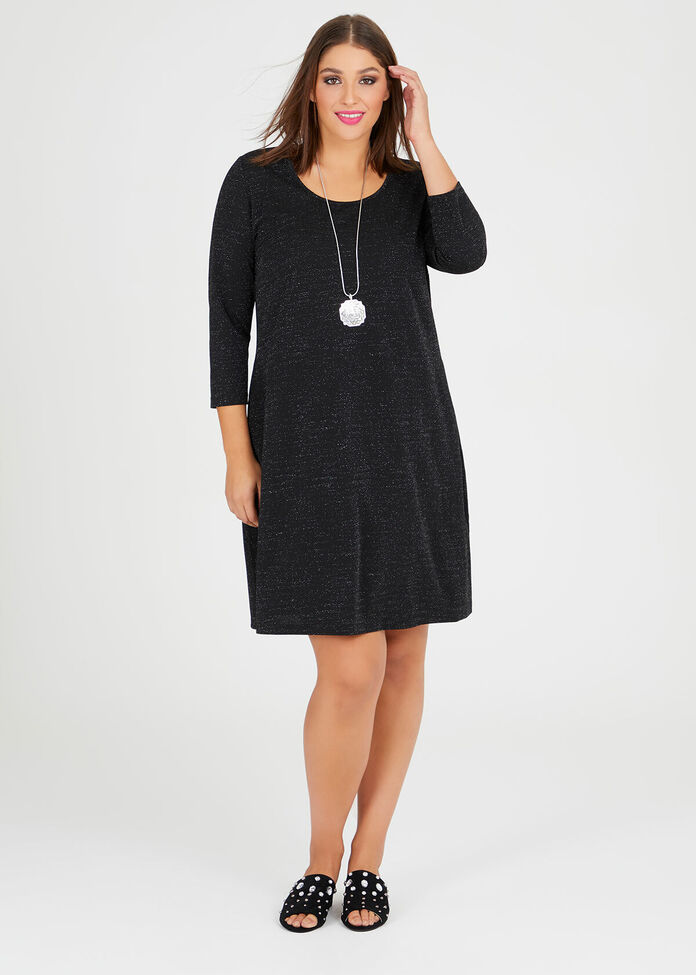 Shop Plus Size Natalie Lurex Dress in Black | Sizes 12-30 | Taking Shape AU