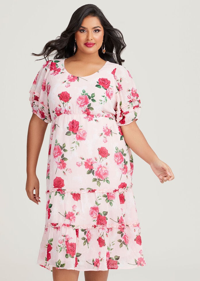 Shop Plus Size Eden Rose Frill Tier Dress in Multi | Taking Shape AU