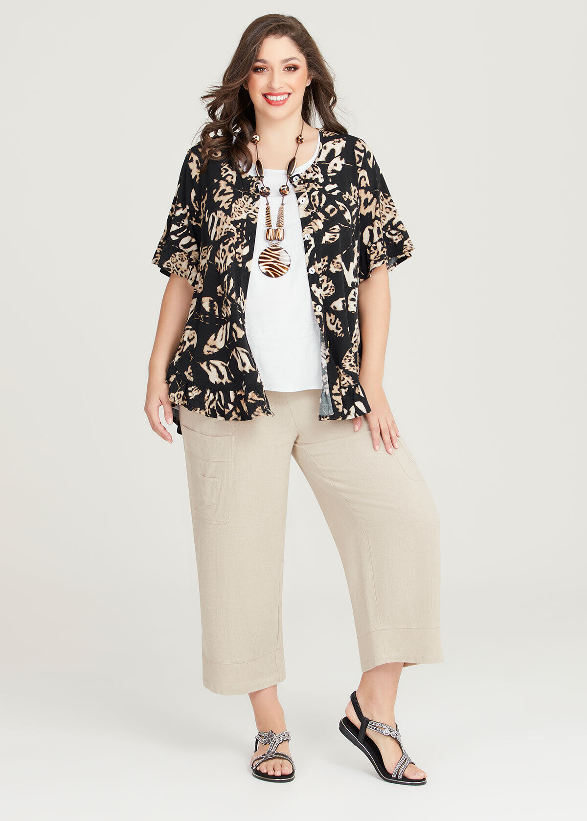 Plus size ruffle hem shop pants