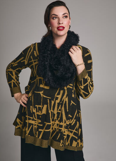 Plus Size Abstract Cotton Knit Jumper