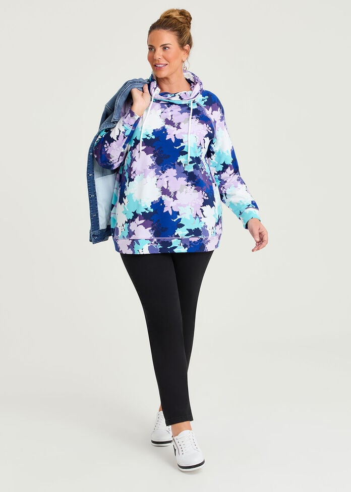 Printed Draw Collar Sweat, , hi-res