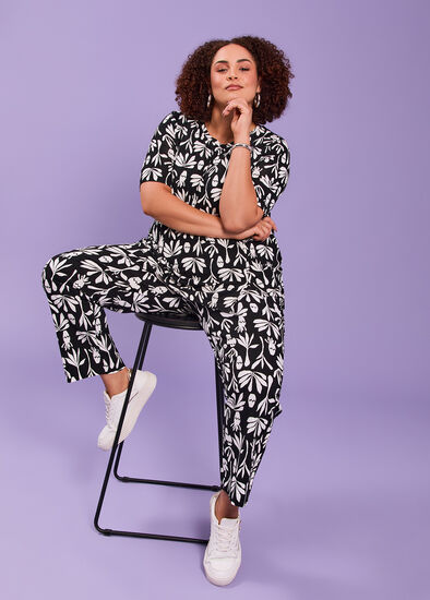 Plus Size Natural Tropics Crop Pant